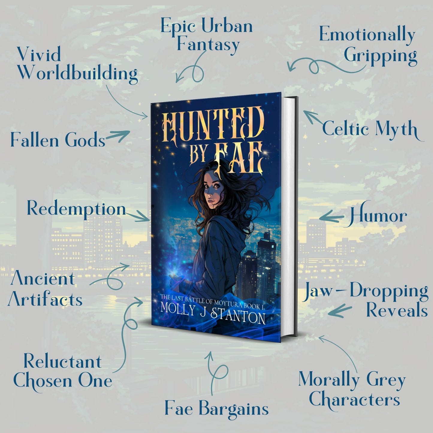 vivid worldbuilding, Celtic myth, epic fantasy, redemption, humor, ancient artifacts, fae bargains, morally grey characters, reluctant chosen one